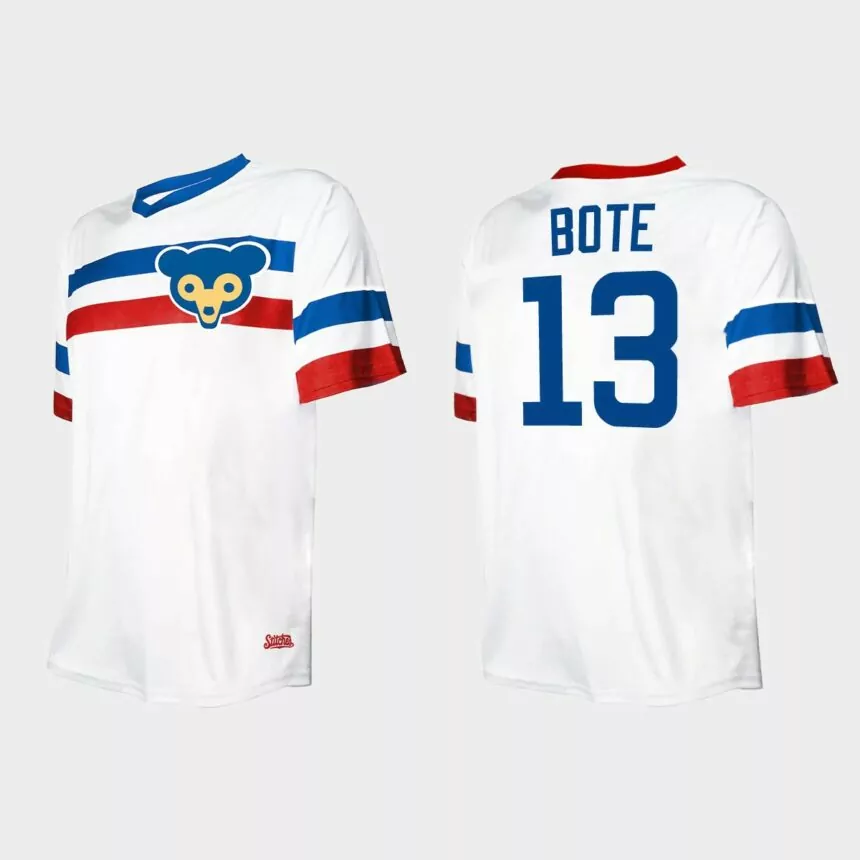 Men’s David Bote Chicago Cubs Cooperstown Collection V-Neck Jersey – White