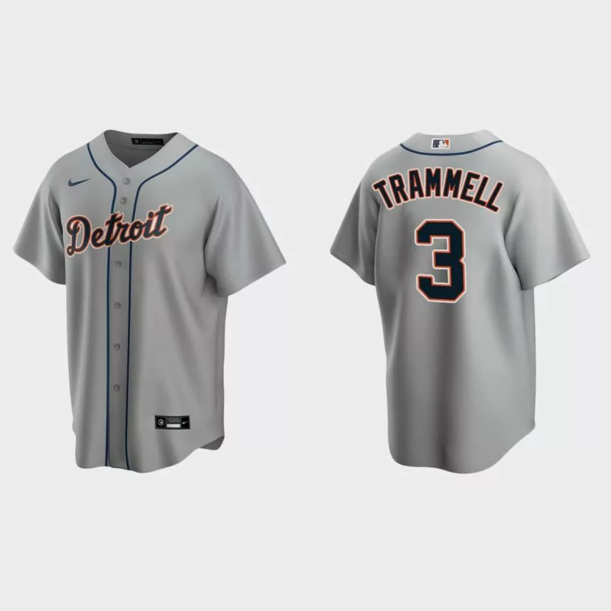 Men’s Detroit Tigers Alan Trammell Road Replica Jersey – Gray.jpg