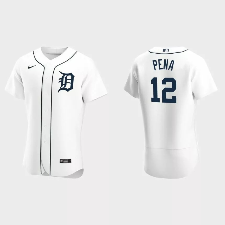 Men’s Detroit Tigers Carlos Pena White Authentic Retired Player Jersey.jpg