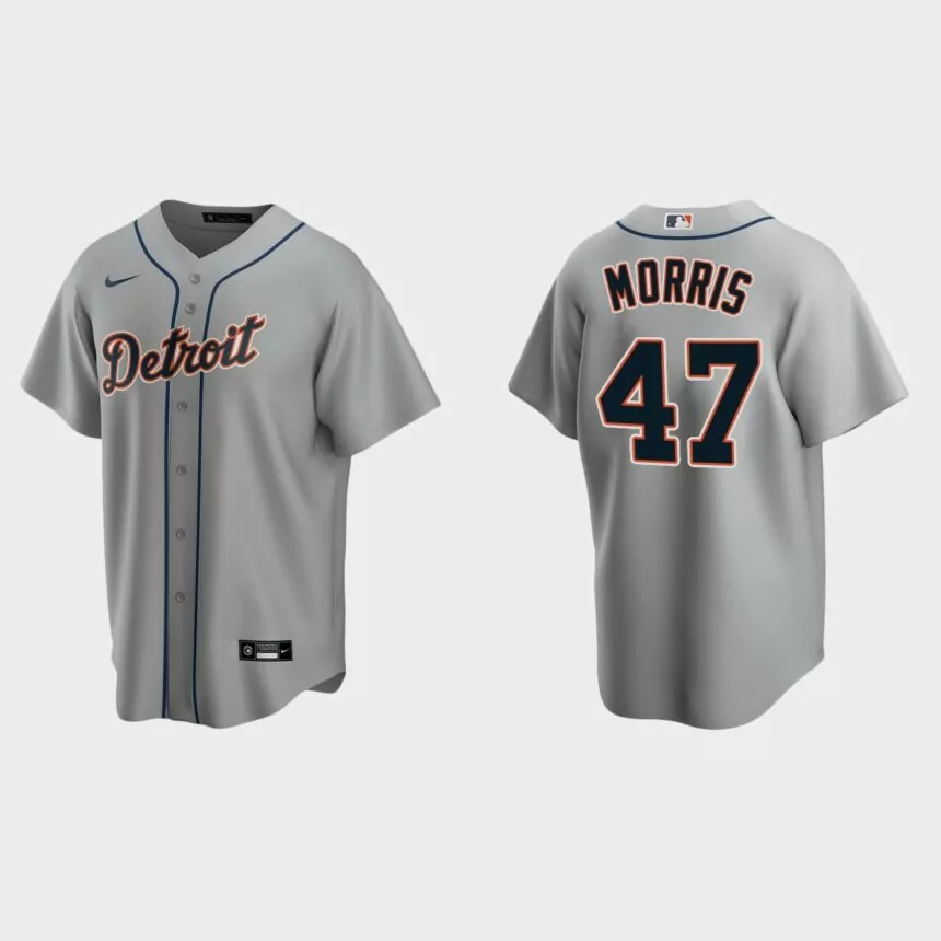 Men’s Detroit Tigers Jack Morris Road Replica Jersey – Gray.jpg