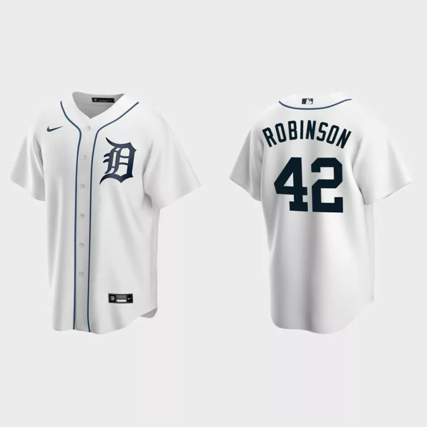 Men’s Detroit Tigers Jackie Robinson Home Replica Jersey – White.jpg