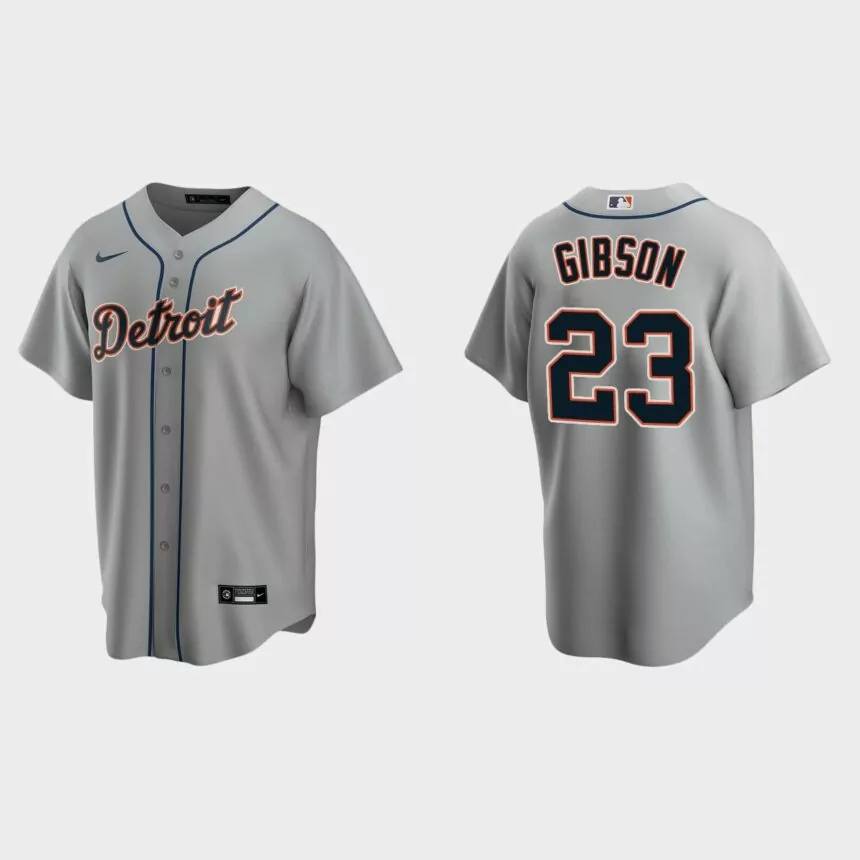 Men’s Detroit Tigers Kirk Gibson Road Replica Jersey – Gray.jpg