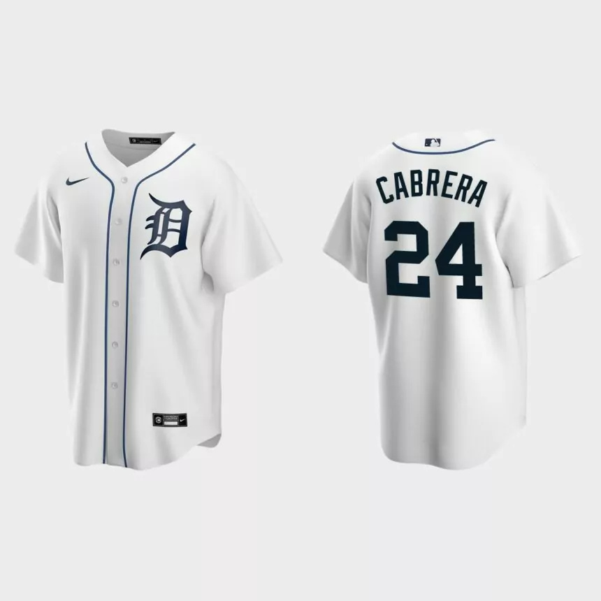 Men’s Detroit Tigers Miguel Cabrera Home Replica Jersey – White.jpg