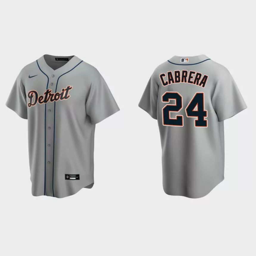 Men’s Detroit Tigers Miguel Cabrera Road Replica Jersey – Gray.jpg