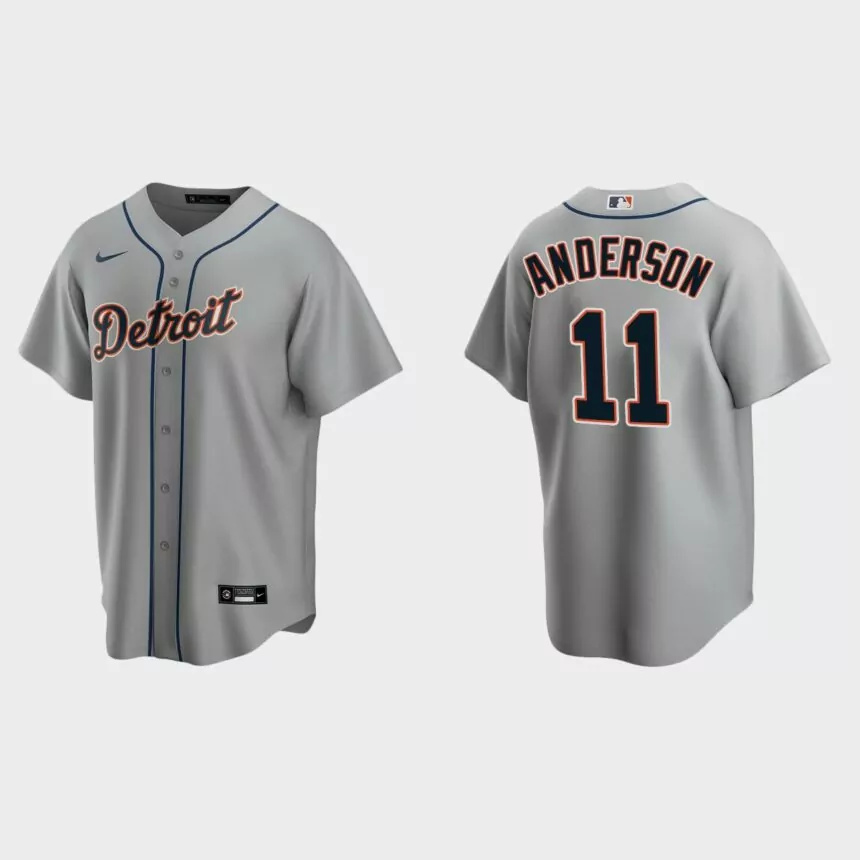 Men’s Detroit Tigers Sparky Anderson Road Replica Jersey – Gray.jpg