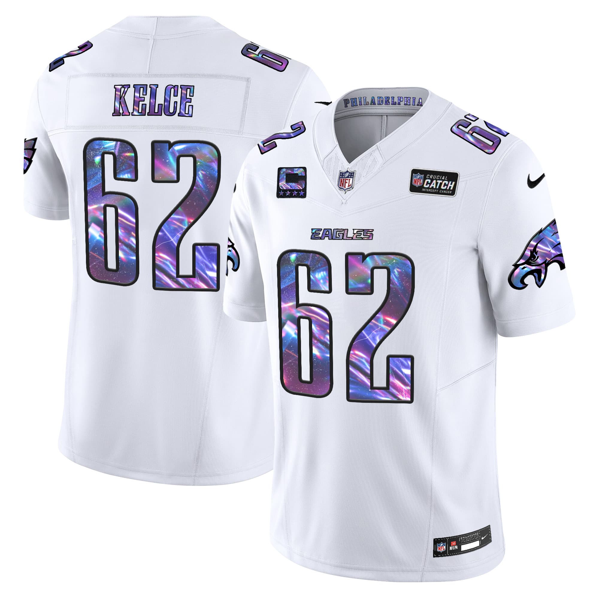 Men’s Eagles 2024 Crucial Catch Vapor Limited Jersey V2 – All Stitched Jason Kelce     62