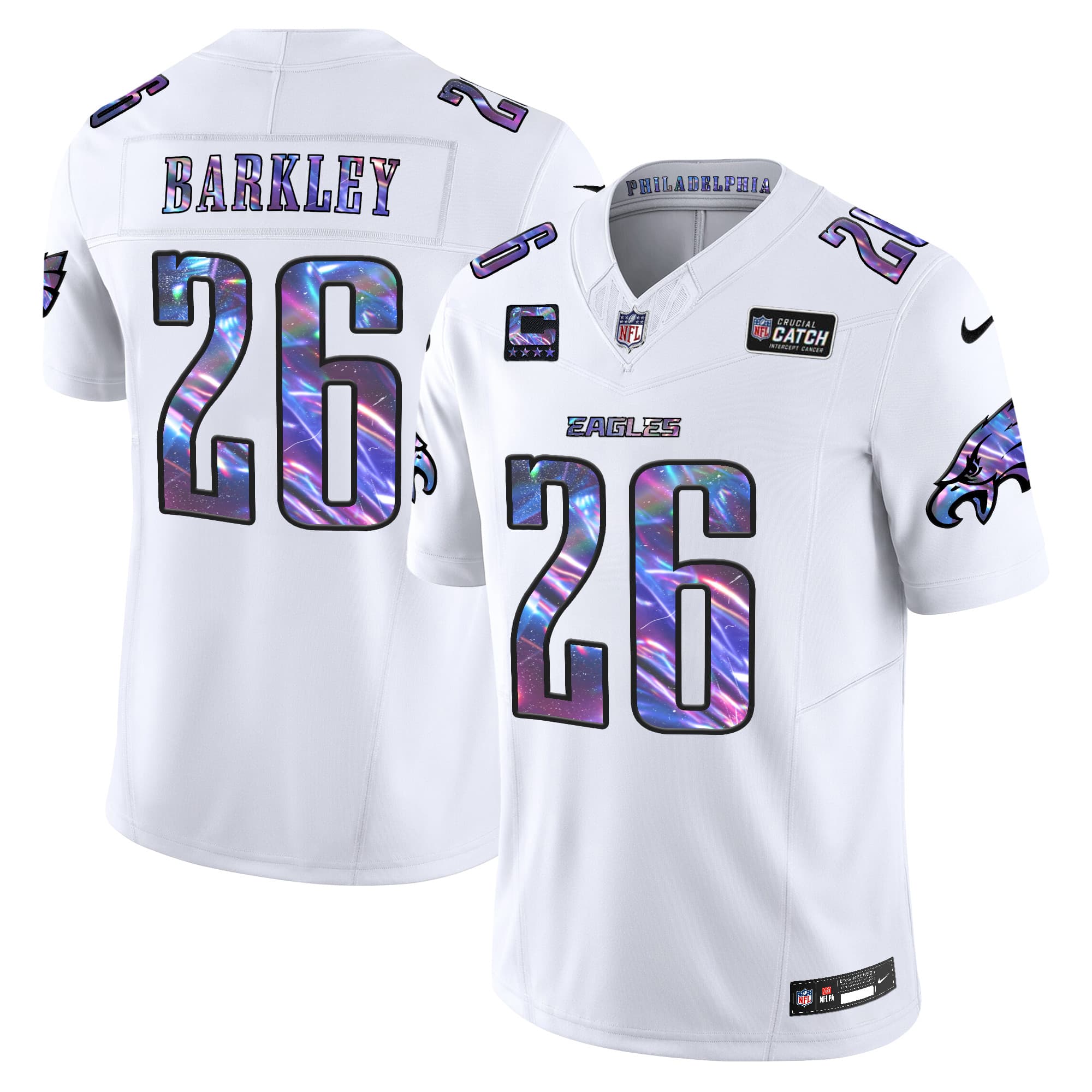 Men’s Eagles 2024 Crucial Catch Vapor Limited Jersey V2 – All Stitched Saquon Barkley    26
