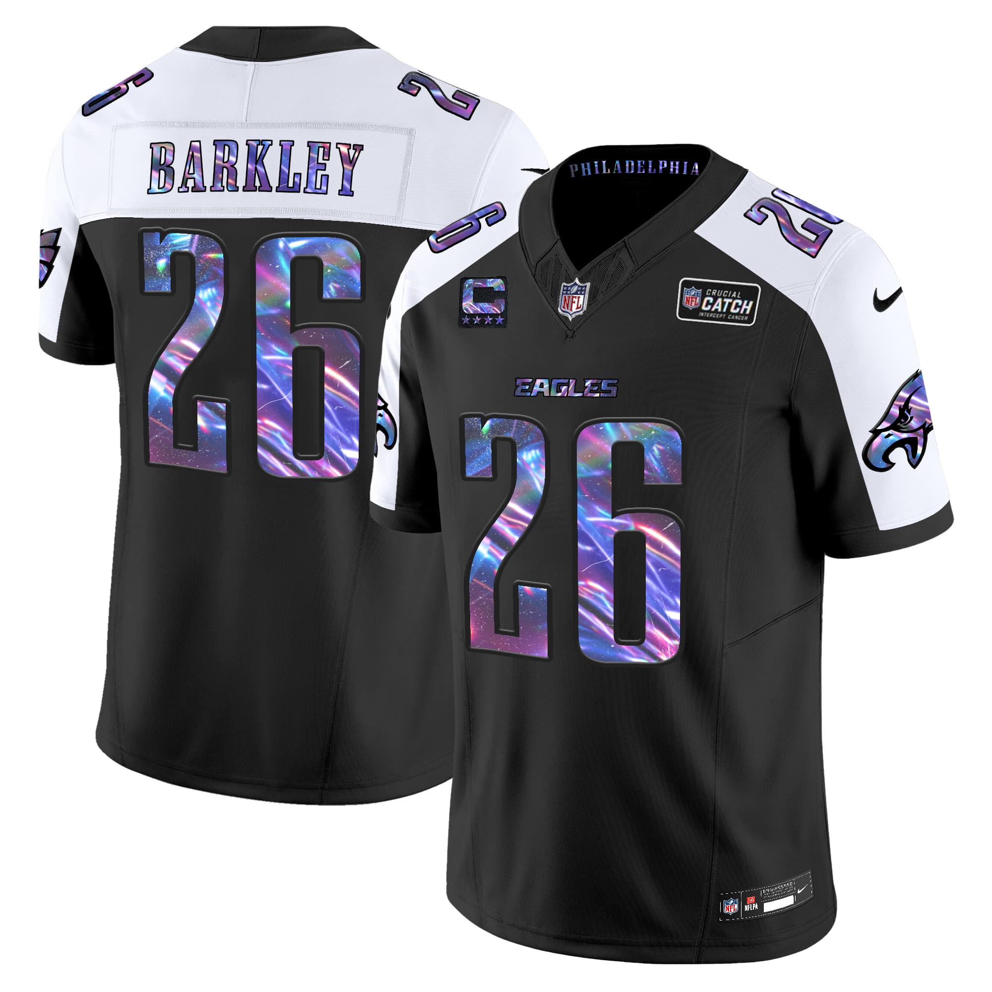 Men’s Eagles 2024 Crucial Catch Vapor Limited Jersey V2 – All Stitched Saquon Barkley 26