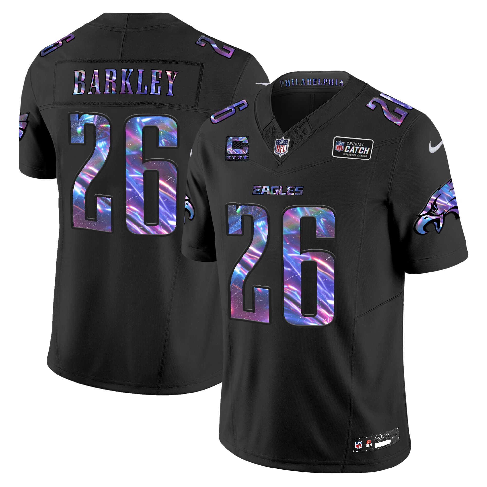 Men’s Eagles 2024 Crucial Catch Vapor Limited Jersey V2 – All Stitched Saquon Barkley