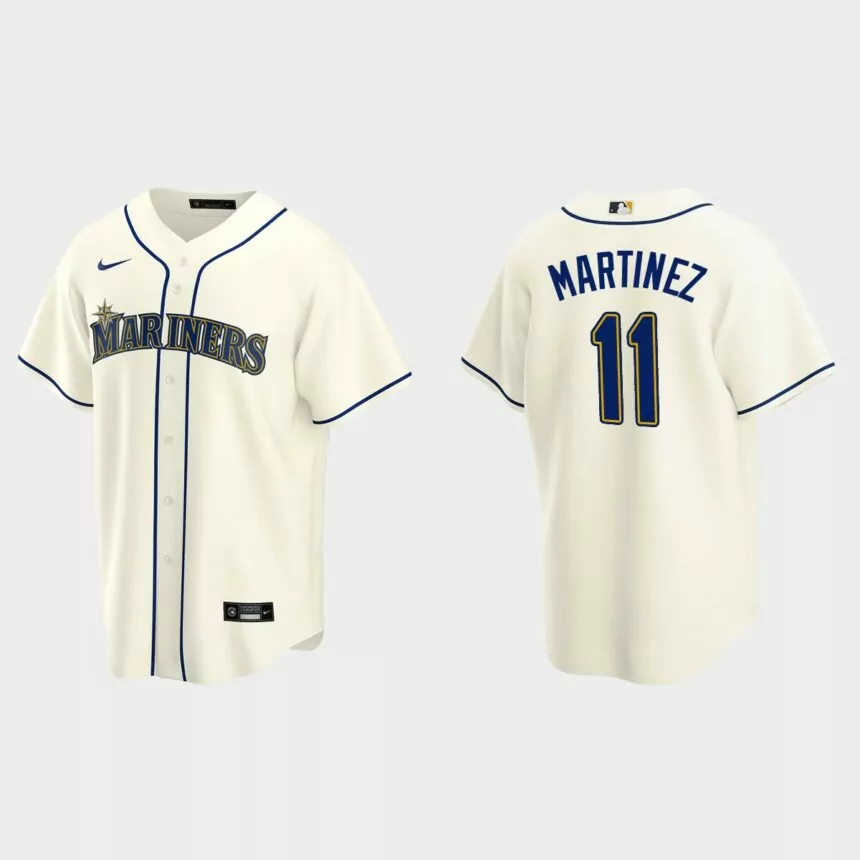 Men’s Edgar Martinez #11 Seattle Mariners Alternate Replica Jersey – Cream