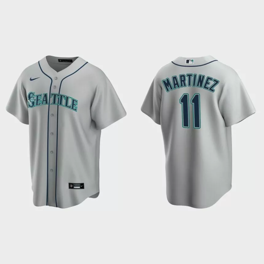 Men’s Edgar Martinez #11 Seattle Mariners Road Replica Jersey – Gray