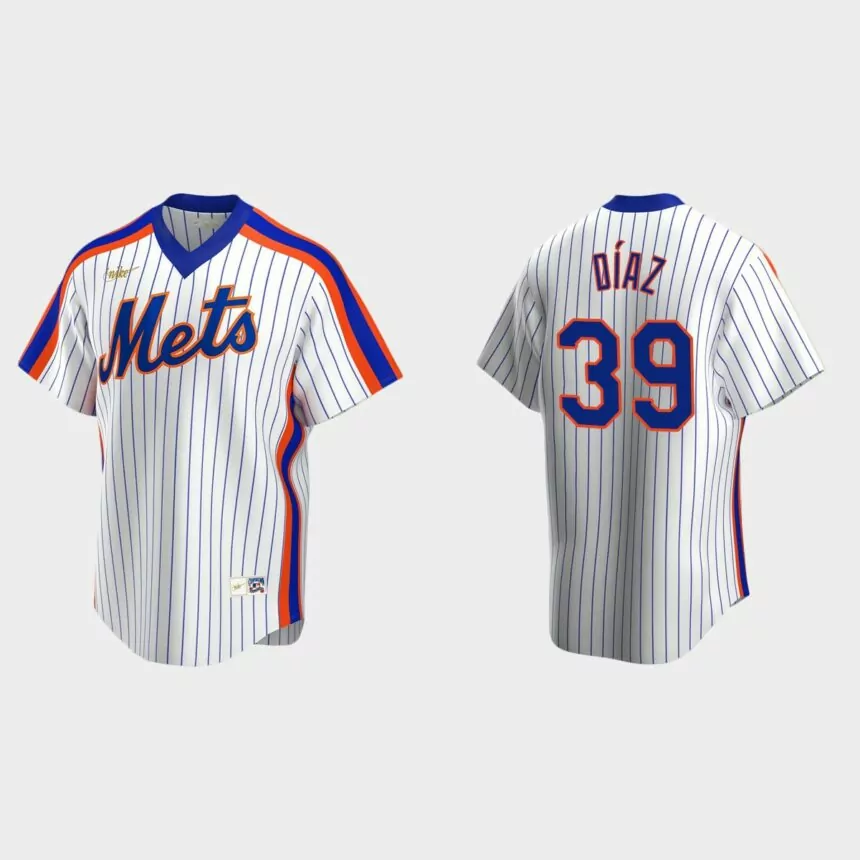 Men’s Edwin Diaz New York Mets Cooperstown Collection Home Jersey – White