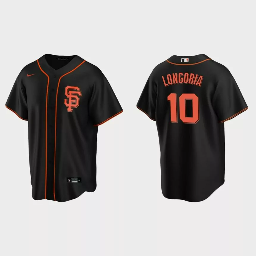 Men’s Evan Longoria #10 San Francisco Giants Alternate Replica Jersey – Black