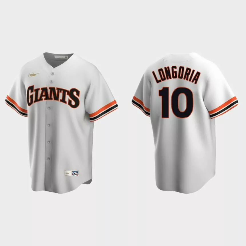 Men’s Evan Longoria #10 San Francisco Giants Cooperstown Collection Home Jersey – White