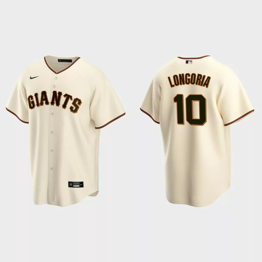 Men’s Evan Longoria #10 San Francisco Giants Home Replica Jersey – Cream