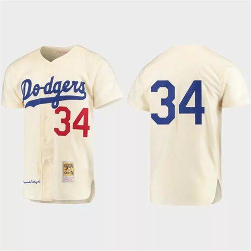 Men’s Fernando Valenzuela Brooklyn Dodgers Cooperstown Collection Authentic Jersey – Cream.jpg