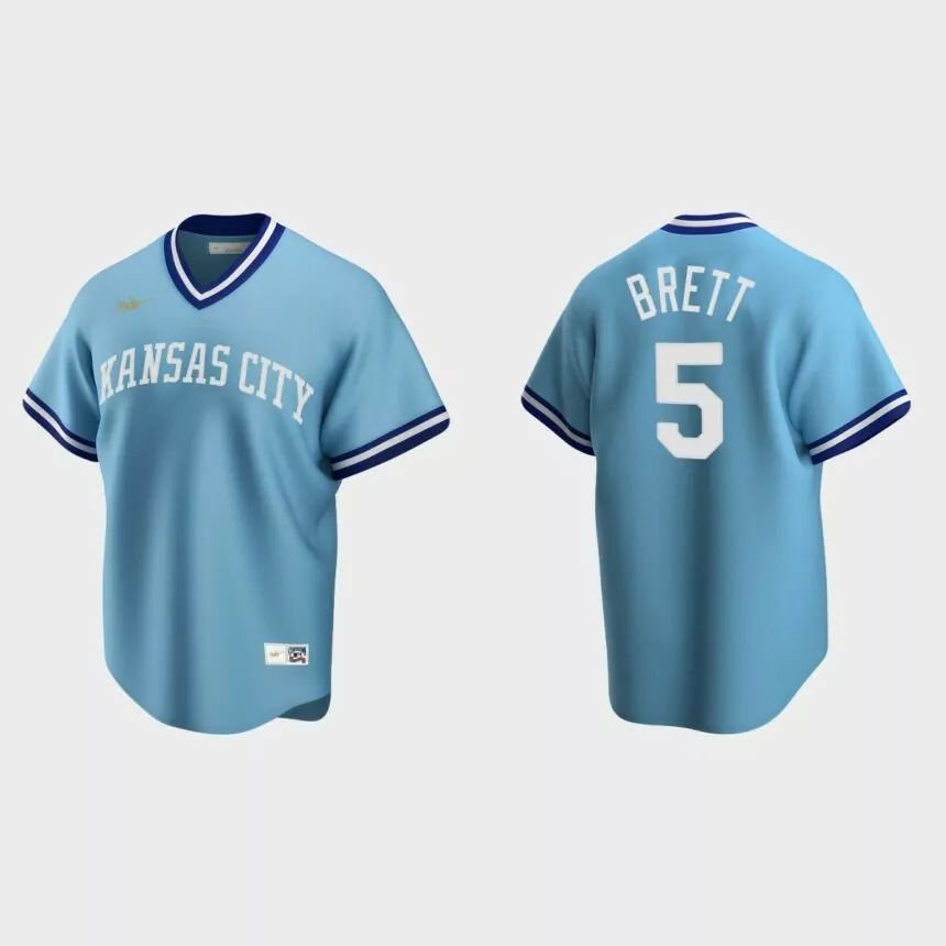 Men’s George Brett Kansas City Royals Cooperstown Collection Road Jersey – Light Blue