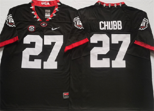 Men’s Georgia Bulldogs #27 CHUBB Black College Football Stitched Jersey