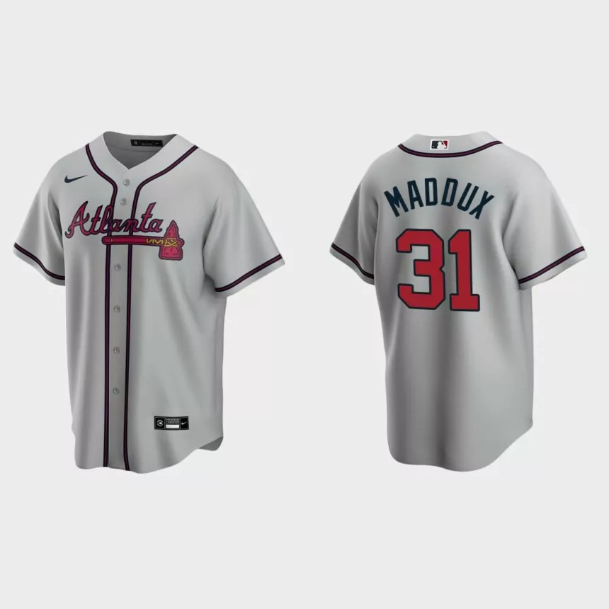 Men’s Greg Maddux Atlanta Braves Road Replica Jersey – Gray
