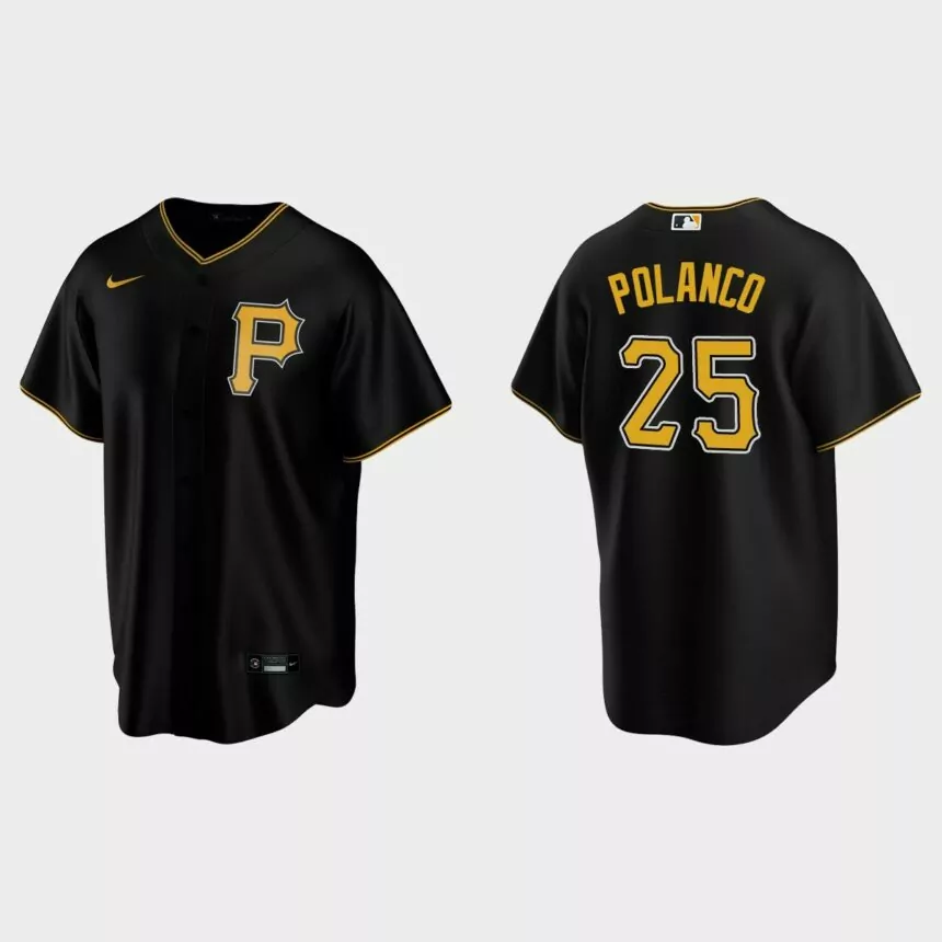 Men’s Gregory Polanco #25 Pittsburgh Pirates Alternate Replica Jersey – Black