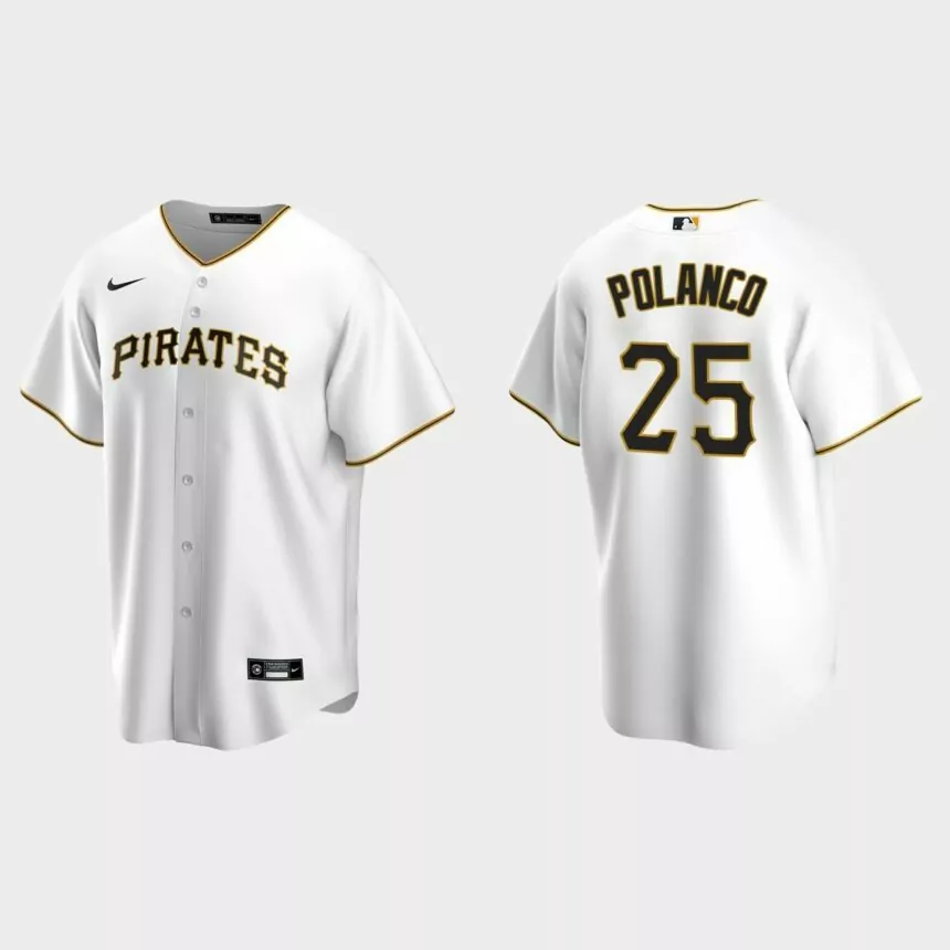 Men’s Gregory Polanco #25 Pittsburgh Pirates Home Replica Jersey – White