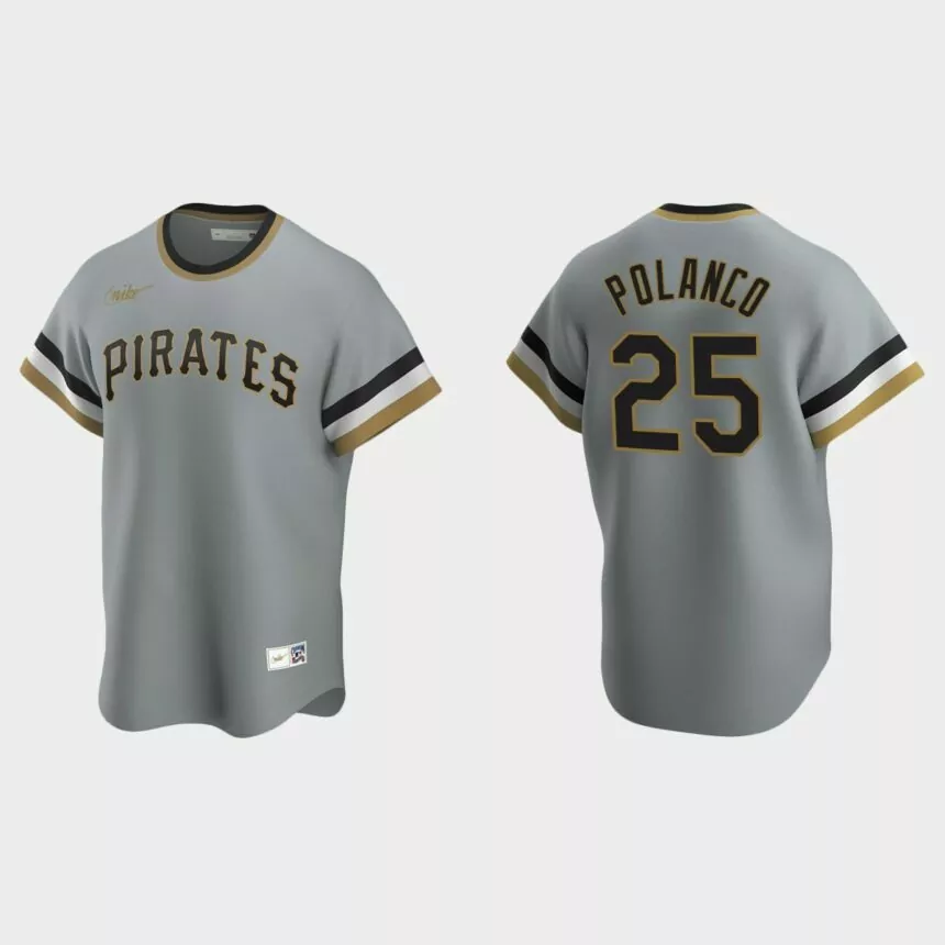Men’s Gregory Polanco Pittsburgh Pirates Cooperstown Collection Road Jersey – Gray