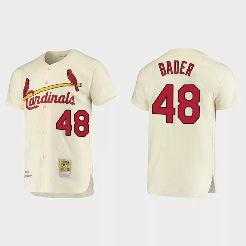 Men’s Harrison Bader St. Louis Cardinals Cooperstown Collection Authentic Jersey – Cream