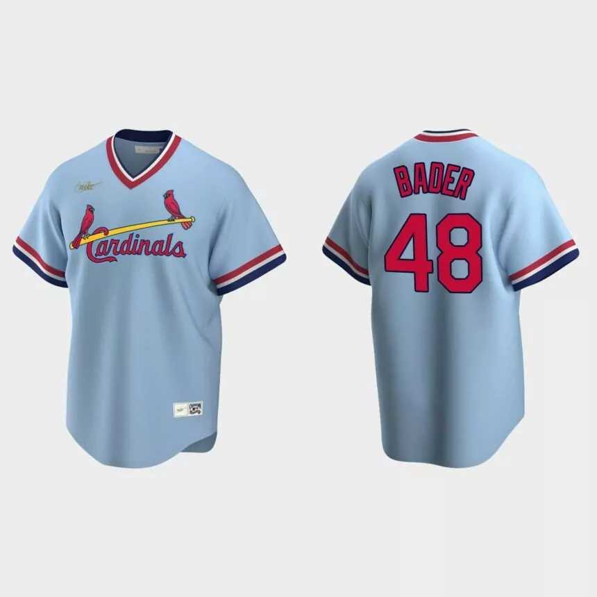 Men’s Harrison Bader St. Louis Cardinals Cooperstown Collection Road Jersey – Light Blue