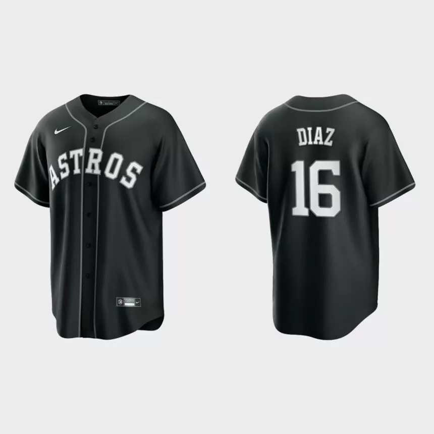 Men’s Houston Astros Aledmys Diaz Black White 2021 All Black Fashion Replica Jersey