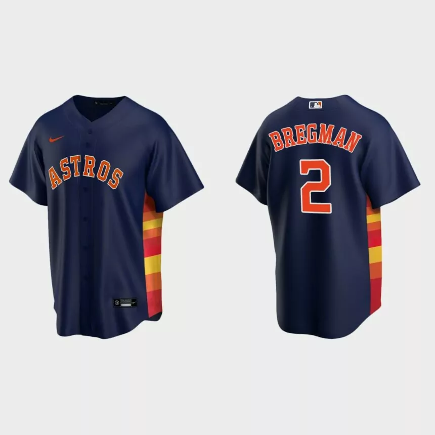Men’s Houston Astros Alex Bregman Alternate Replica Jersey – Navy