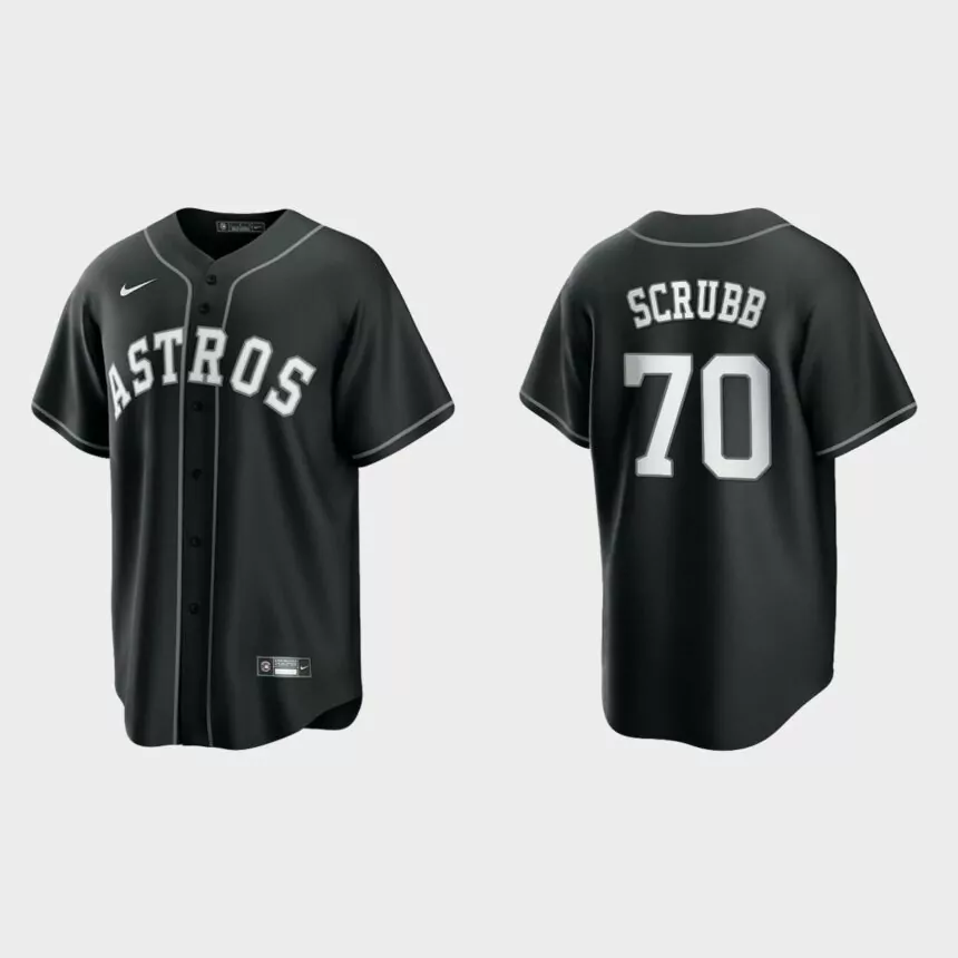 Men’s Houston Astros Andre Scrubb Black White 2021 All Black Fashion Replica Jersey