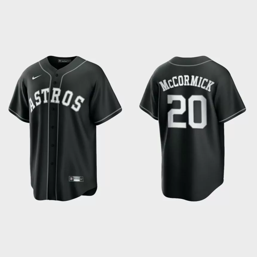 Men’s Houston Astros Chas McCormick Black White 2021 All Black Fashion Replica Jersey
