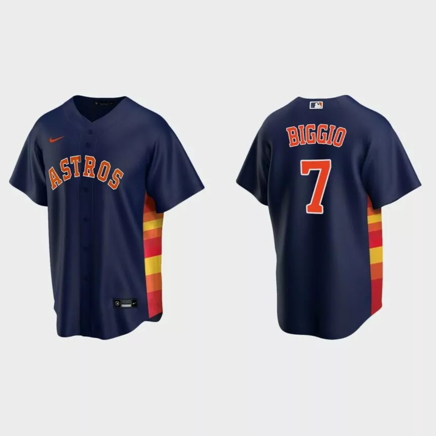 Men’s Houston Astros Craig Biggio Alternate Replica Jersey – Navy