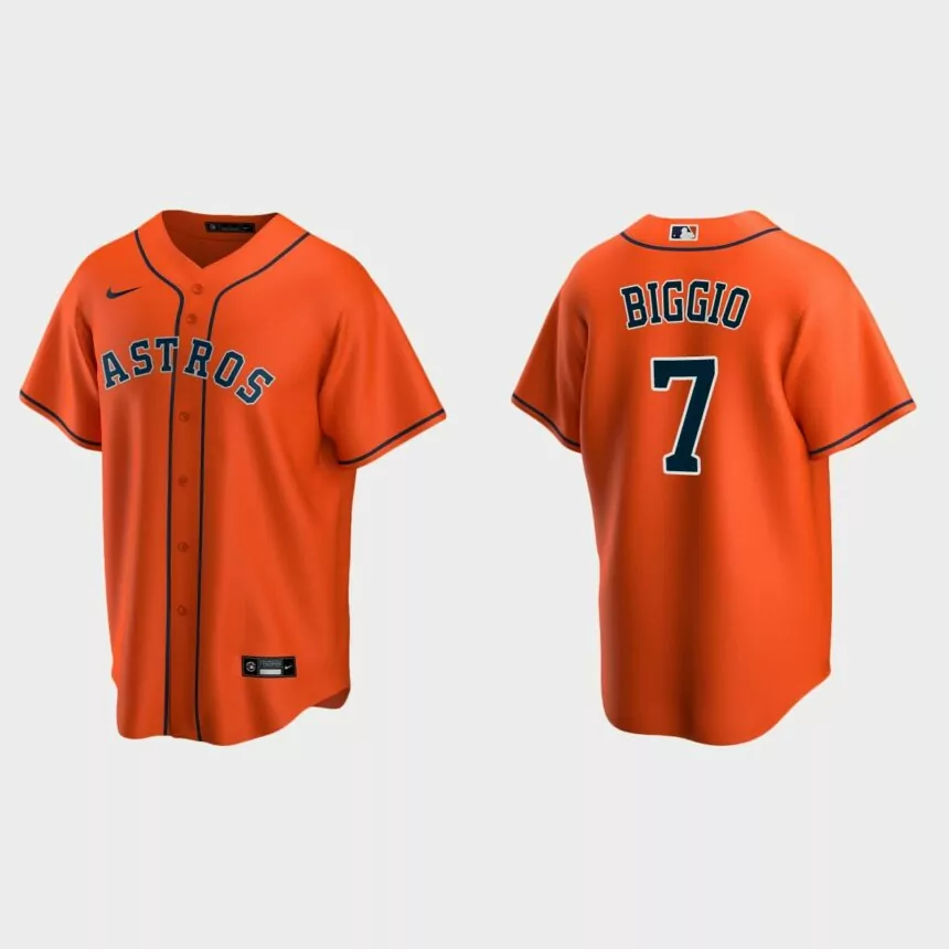 Men’s Houston Astros Craig Biggio Alternate Replica Jersey – Orange