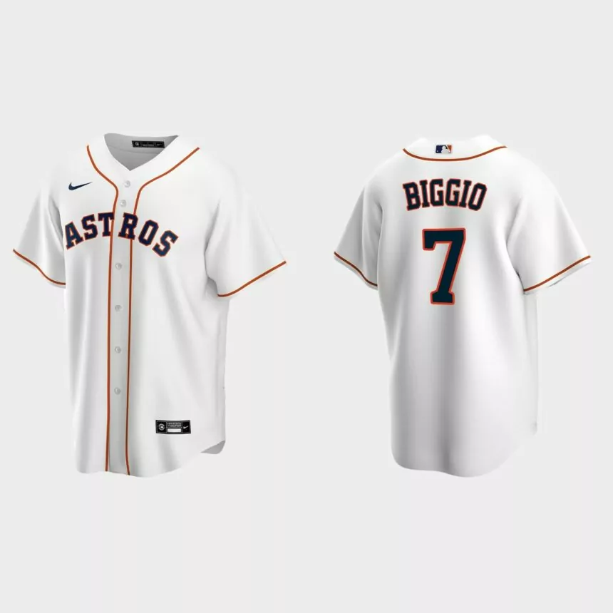 Men’s Houston Astros Craig Biggio Home Replica Jersey – White