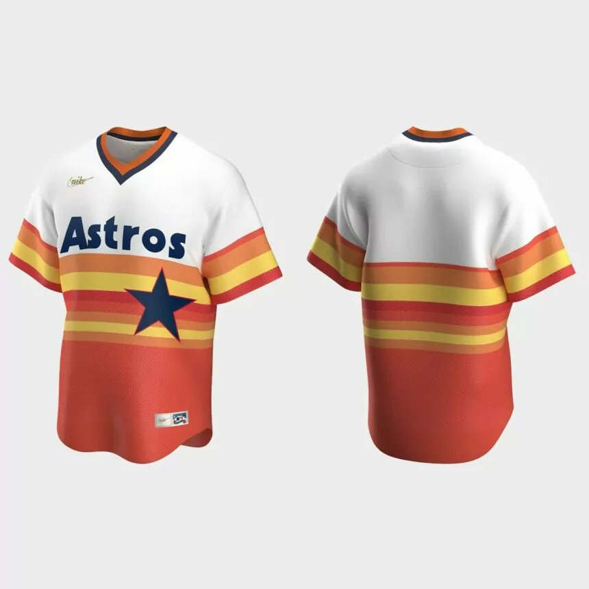 Men’s Houston Astros Home Cooperstown Collection Jersey – White Orange