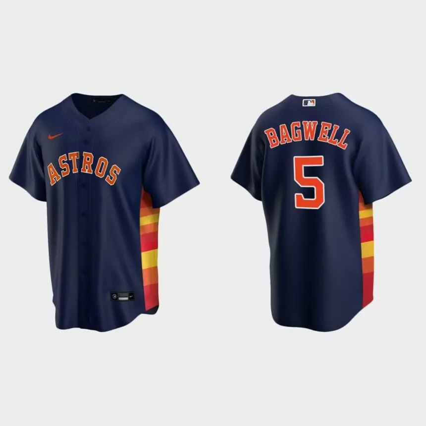 Men’s Houston Astros Jeff Bagwell Alternate Replica Jersey – Navy