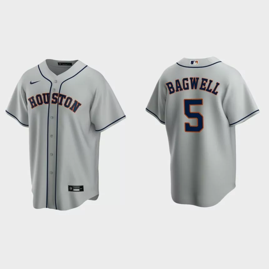 Men’s Houston Astros Jeff Bagwell Road Replica Jersey – Gray