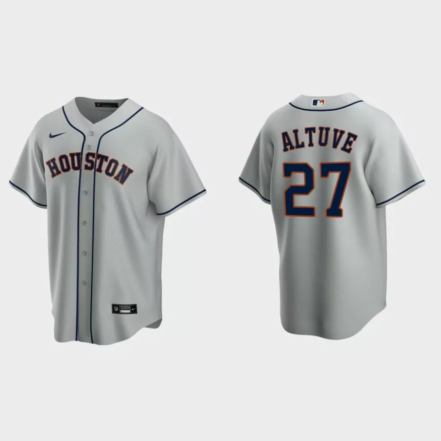 Men’s Houston Astros Jose Altuve Road Replica Jersey – Gray