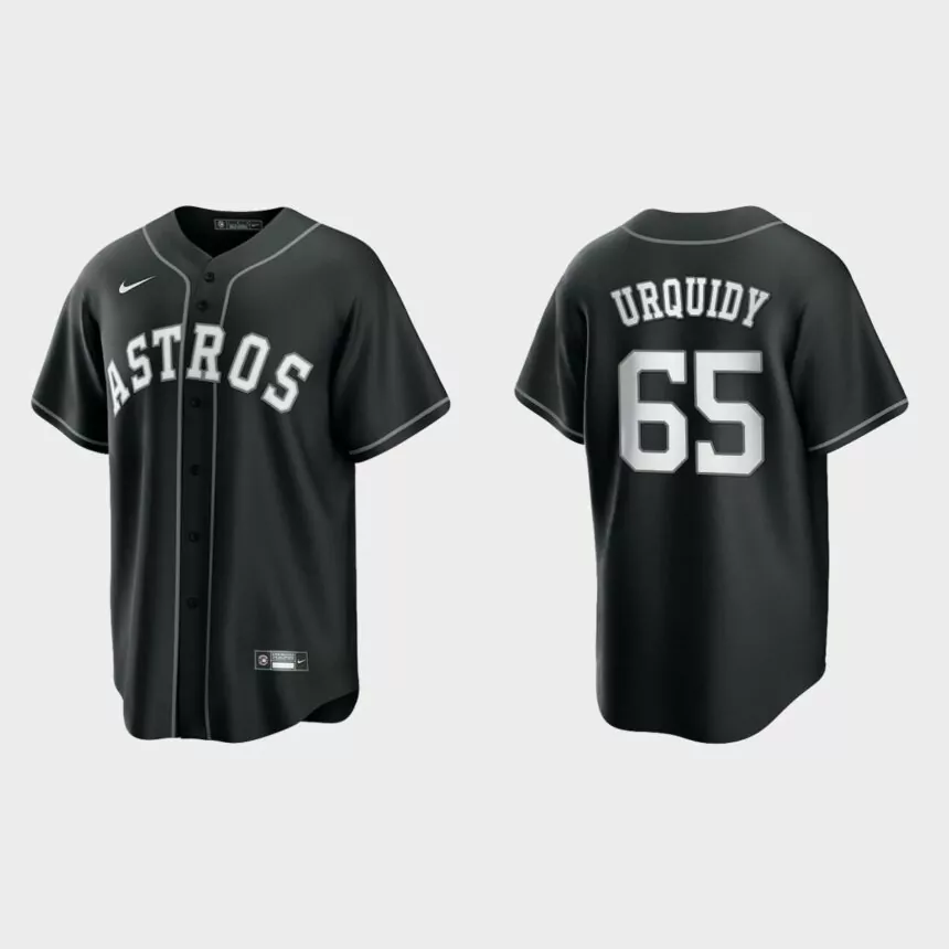 Men’s Houston Astros Jose Urquidy Black White 2021 All Black Fashion Replica Jersey