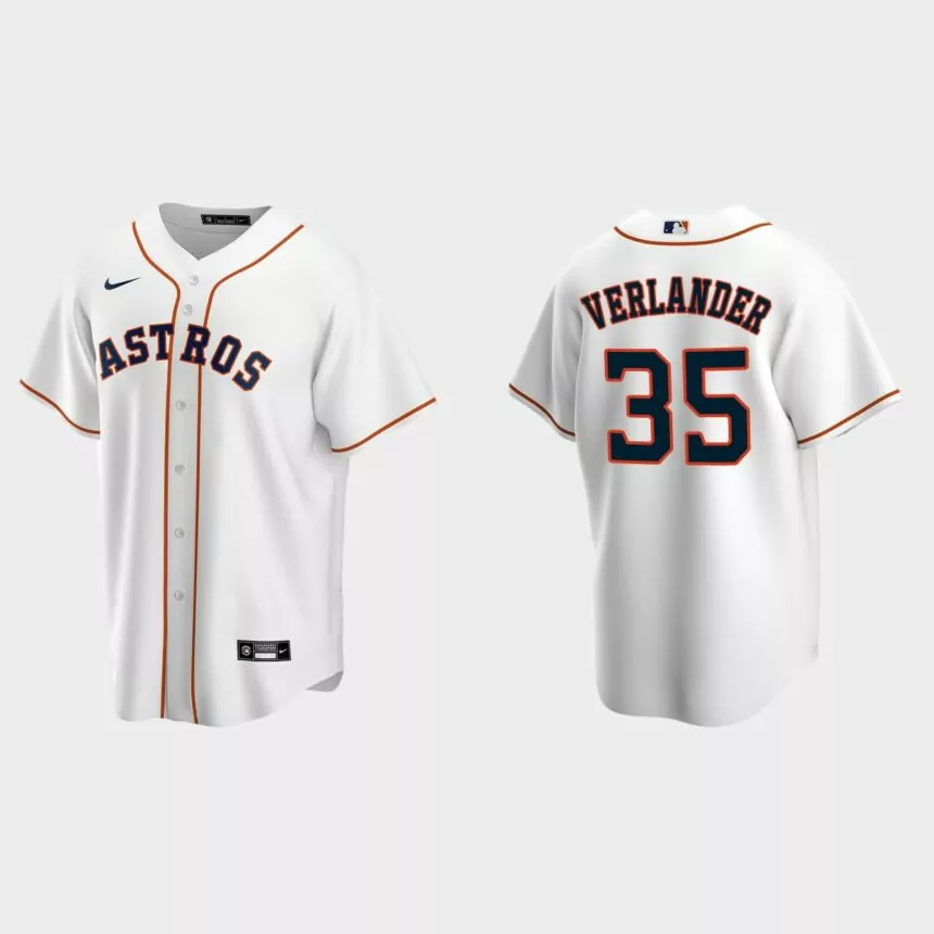 Men’s Houston Astros Justin Verlander Home Replica Jersey – White