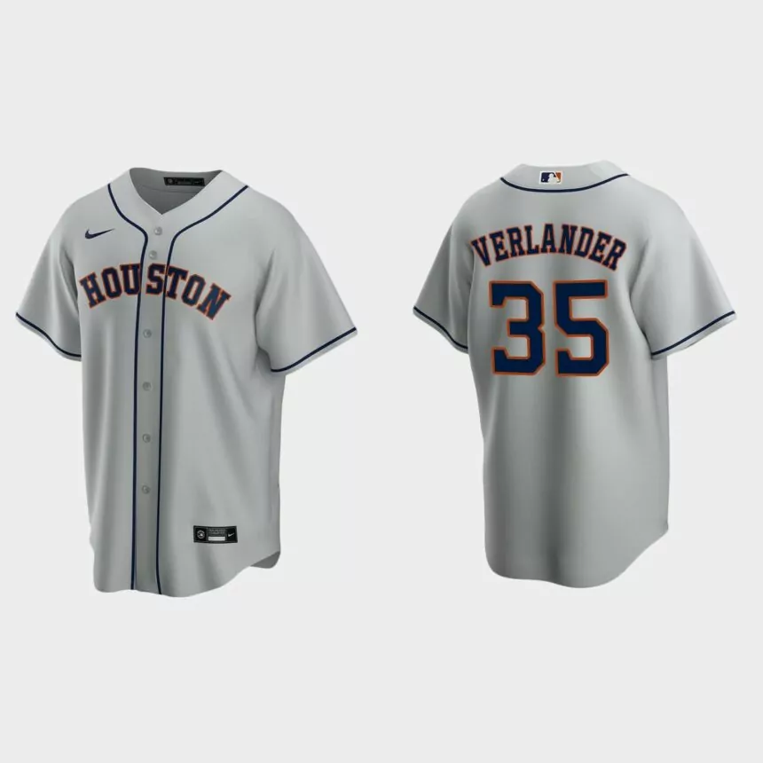 Men’s Houston Astros Justin Verlander Road Replica Jersey – Gray