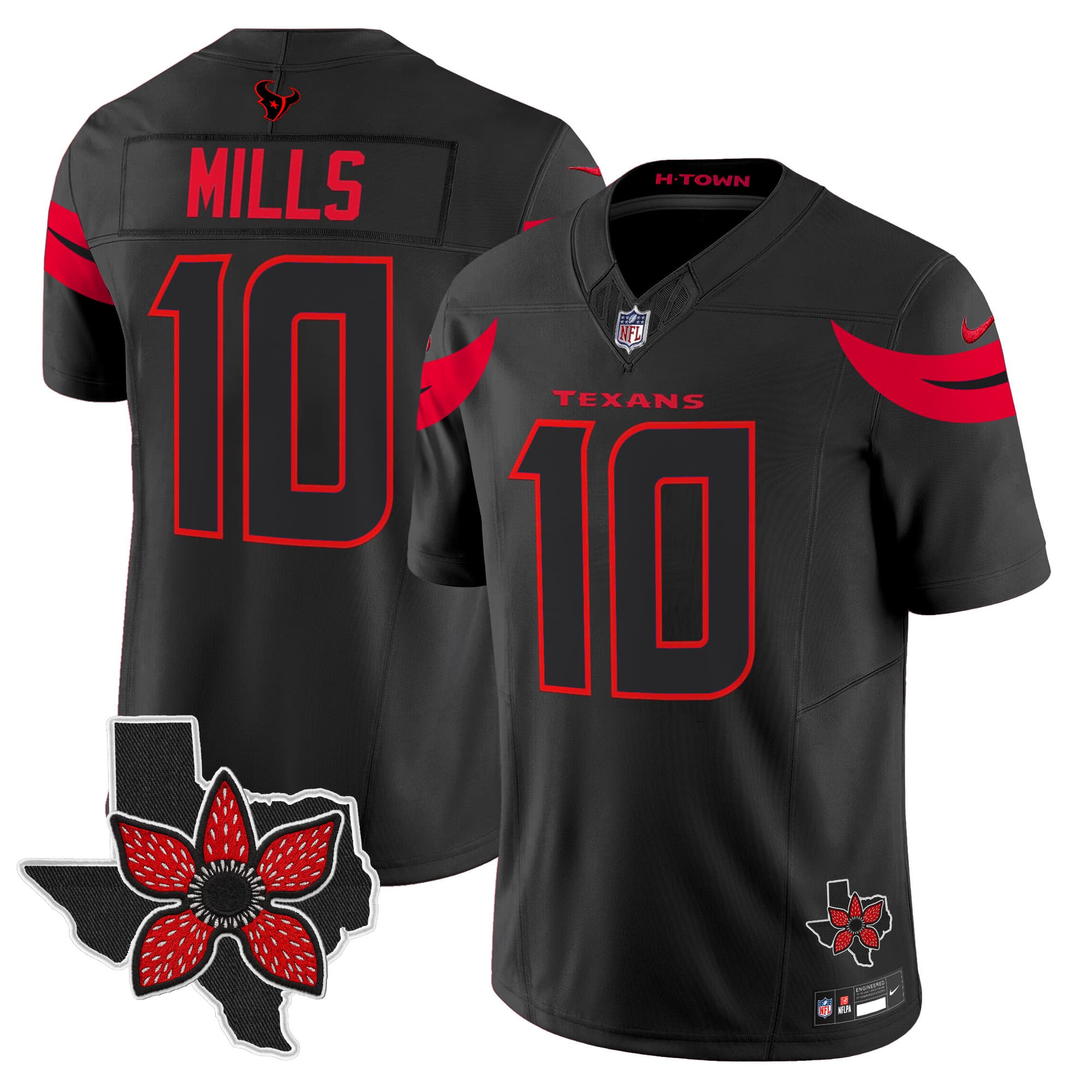 Men’s Houston Texans ‘Stranger Things Edition’ Vapor Limited Jersey – All Stitched Davis Mills
