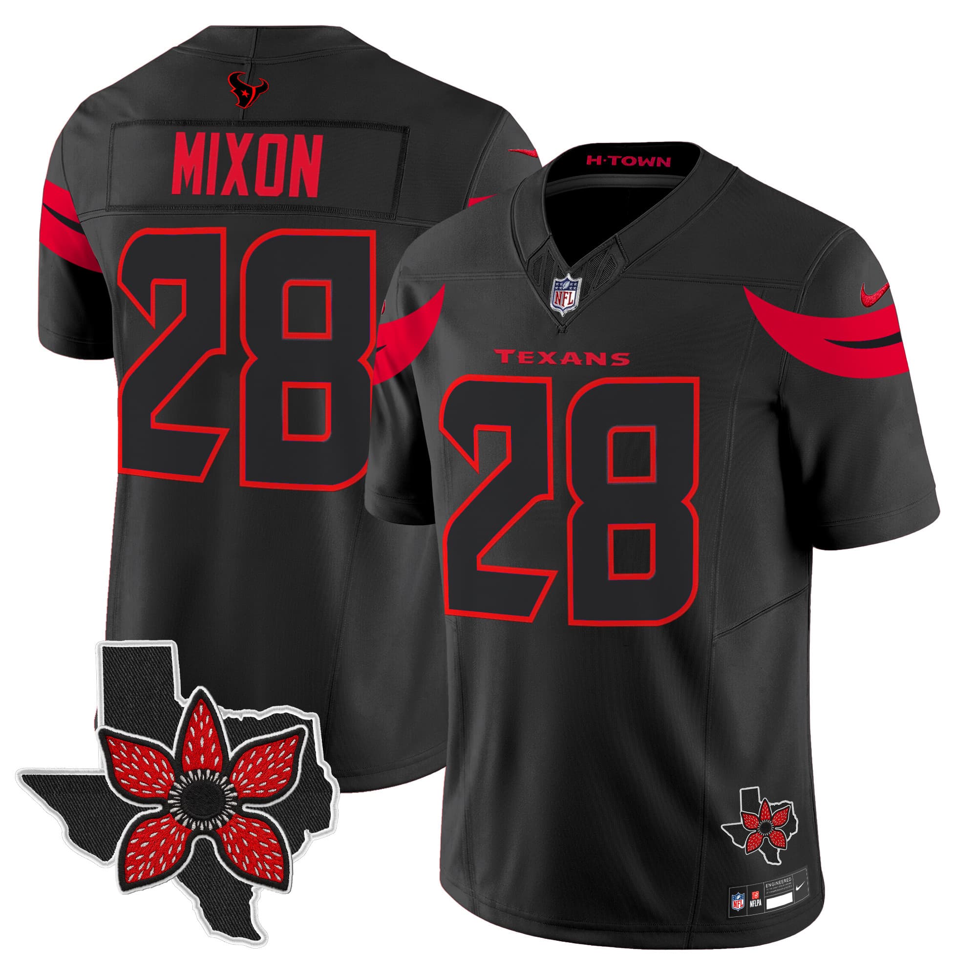 Men’s Houston Texans ‘Stranger Things Edition’ Vapor Limited Jersey – All Stitched Joe Mixon