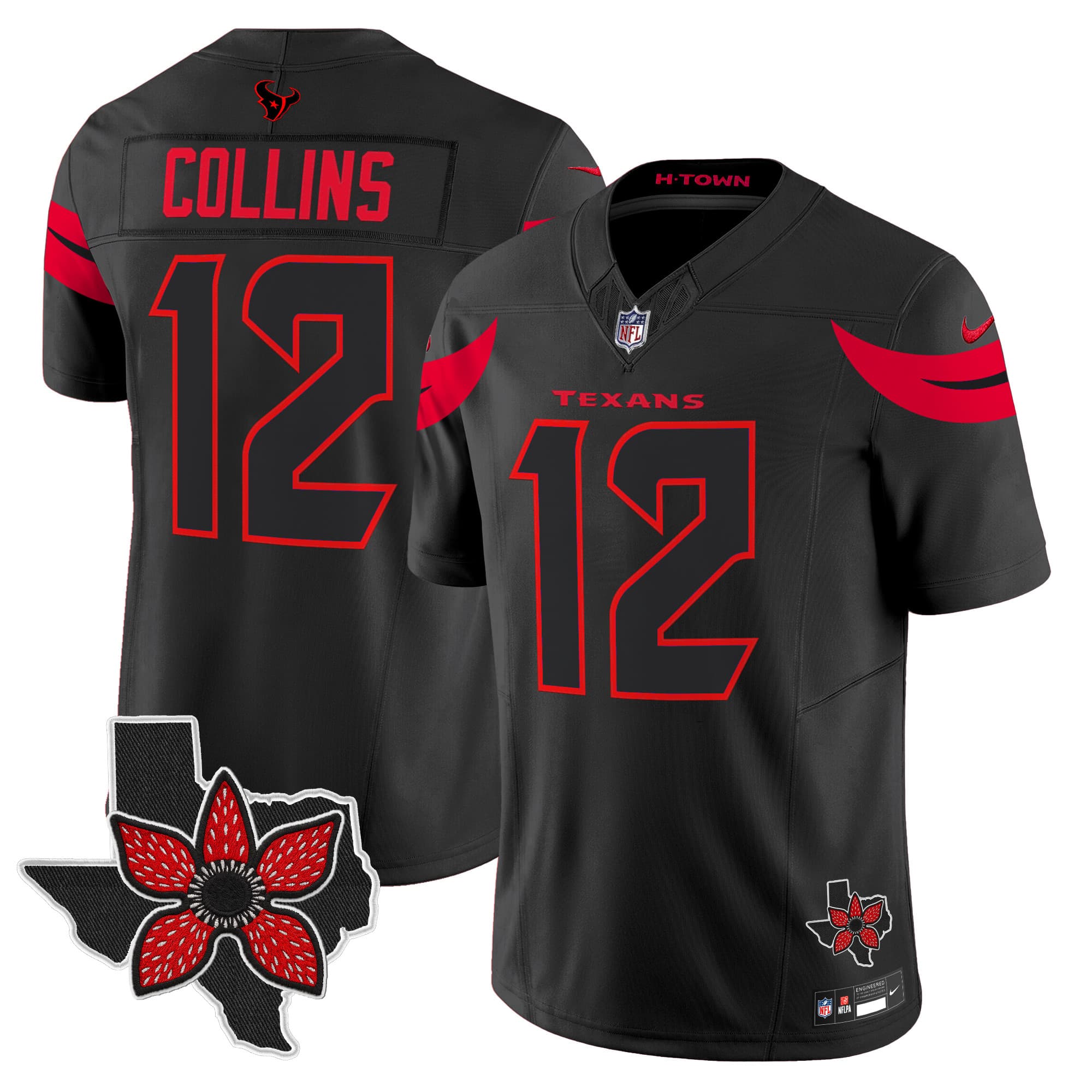 Men’s Houston Texans ‘Stranger Things Edition’ Vapor Limited Jersey – All Stitched Nico Collins