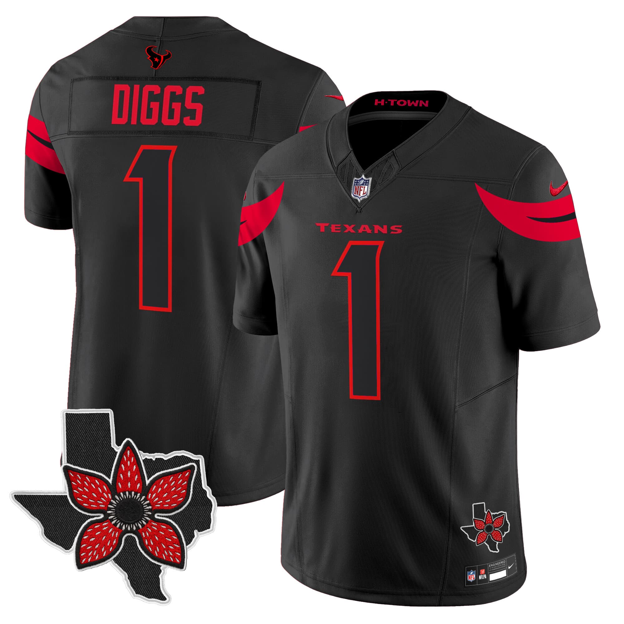 Men’s Houston Texans ‘Stranger Things Edition’ Vapor Limited Jersey – All Stitched Stefon Diggs