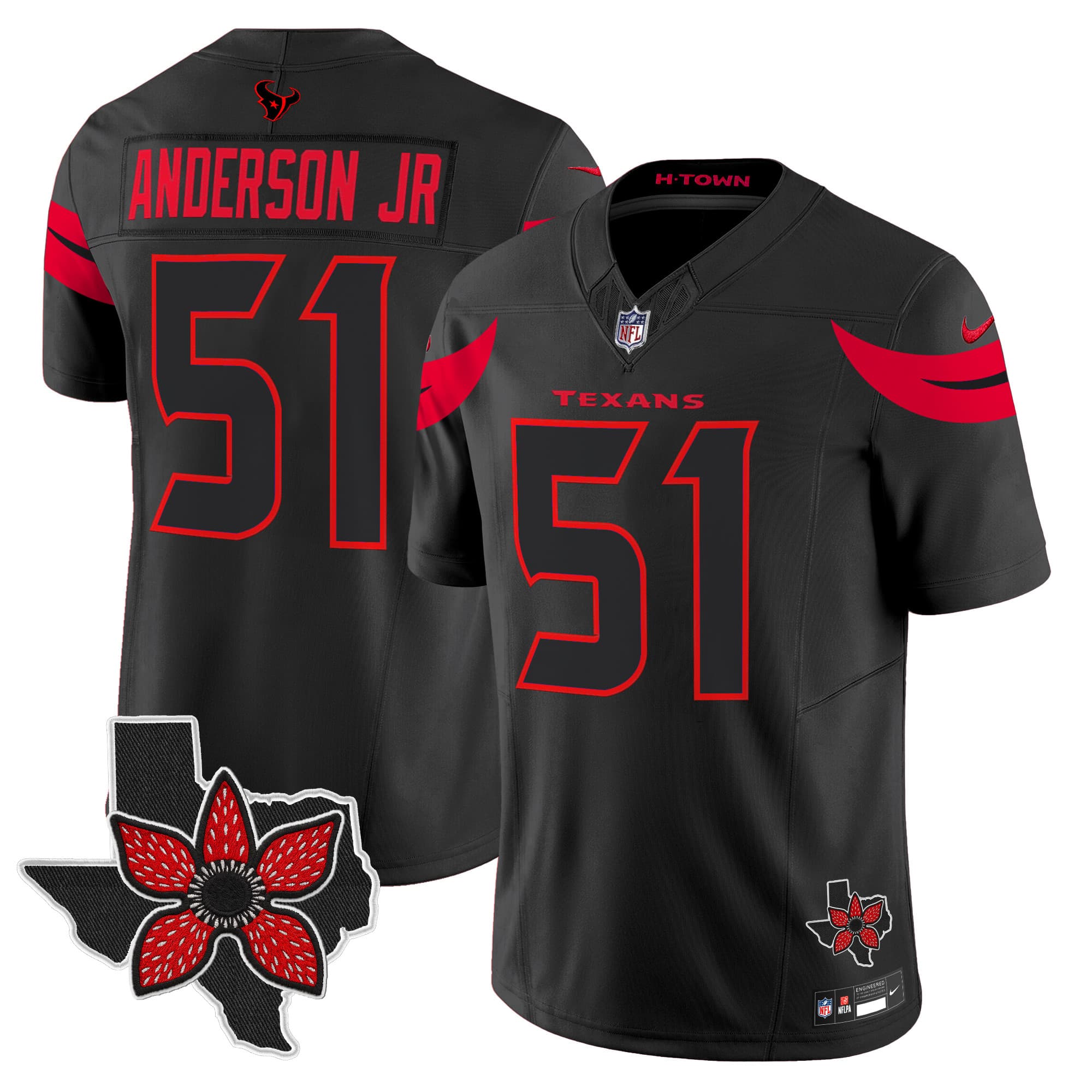Men’s Houston Texans ‘Stranger Things Edition’ Vapor Limited Jersey – All Stitched Will Anderson Jr.