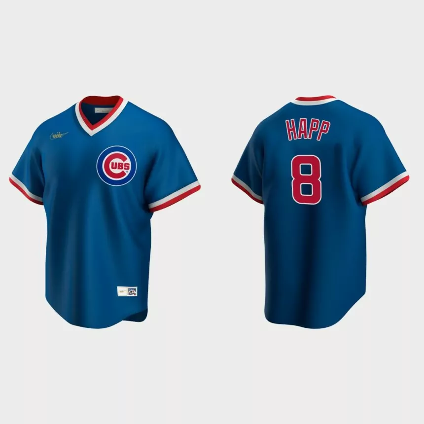 Men’s Ian Happ #8 Chicago Cubs Cooperstown Collection Road Jersey – Royal