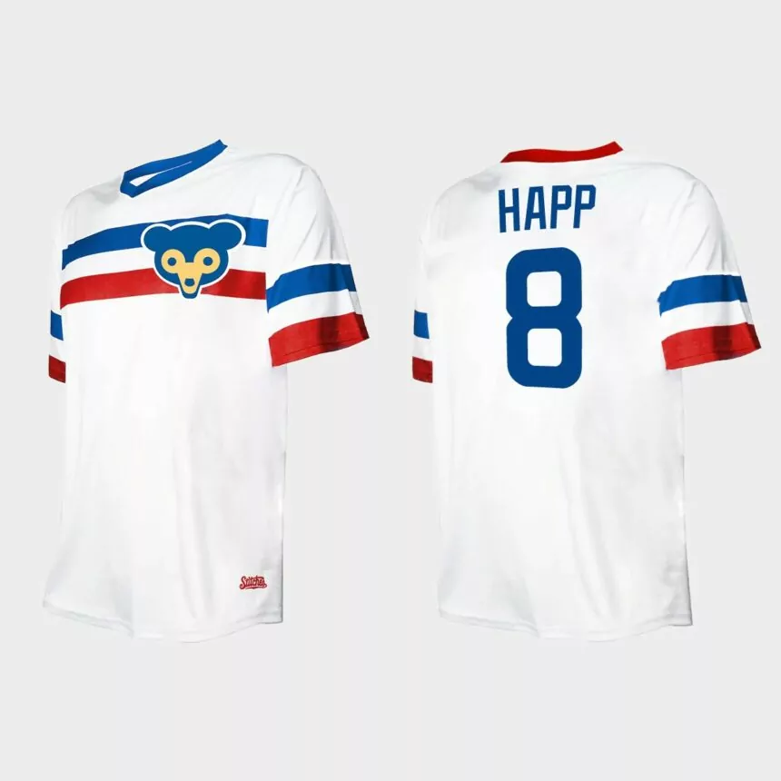 Men’s Ian Happ Chicago Cubs Cooperstown Collection V-Neck Jersey – White