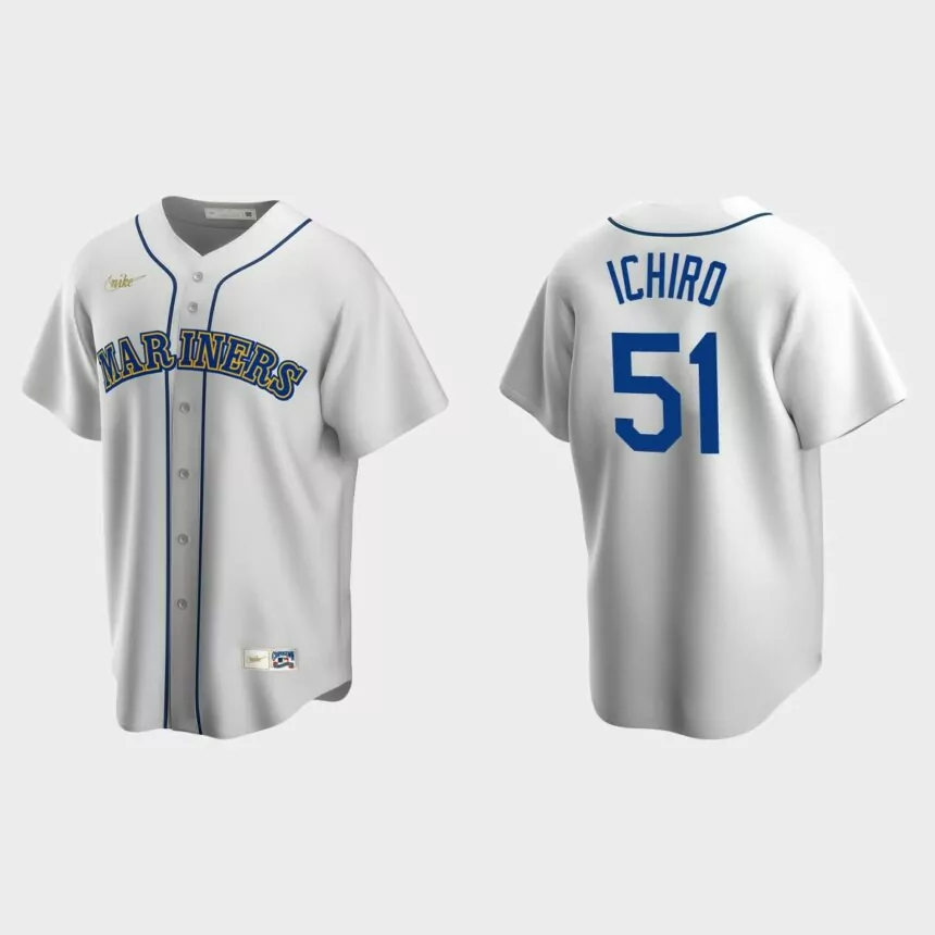 Men’s Ichiro Suzuki Seattle Mariners Cooperstown Collection Home Jersey – White
